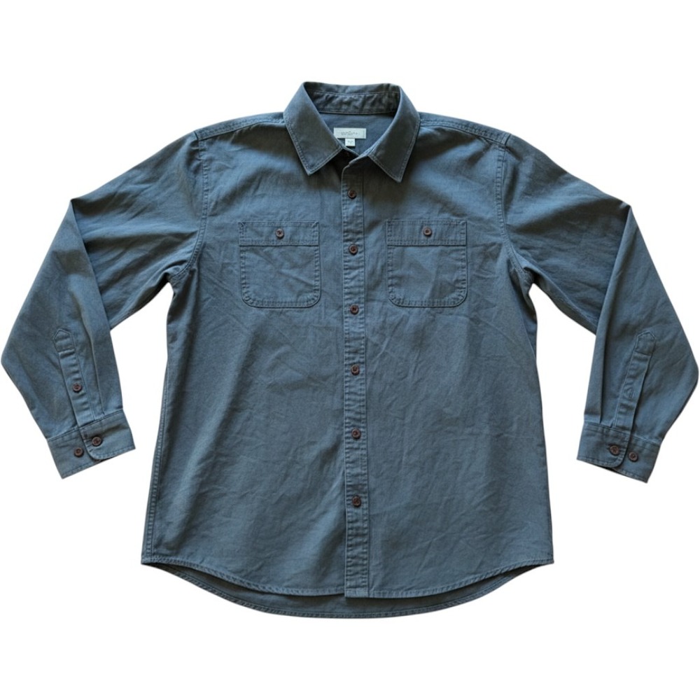 Katin Mens Medium Earthy Green Cotton Canvas Long Sleeve Button Down Work Shirt